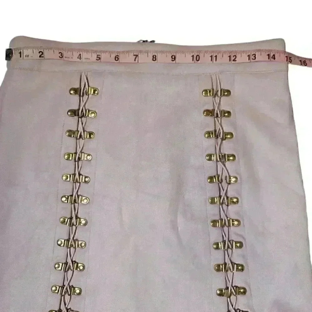 Women's Missguided Faux Suede Buckle Lace Up Mini Lilac Skirt - Picture 9 of 11